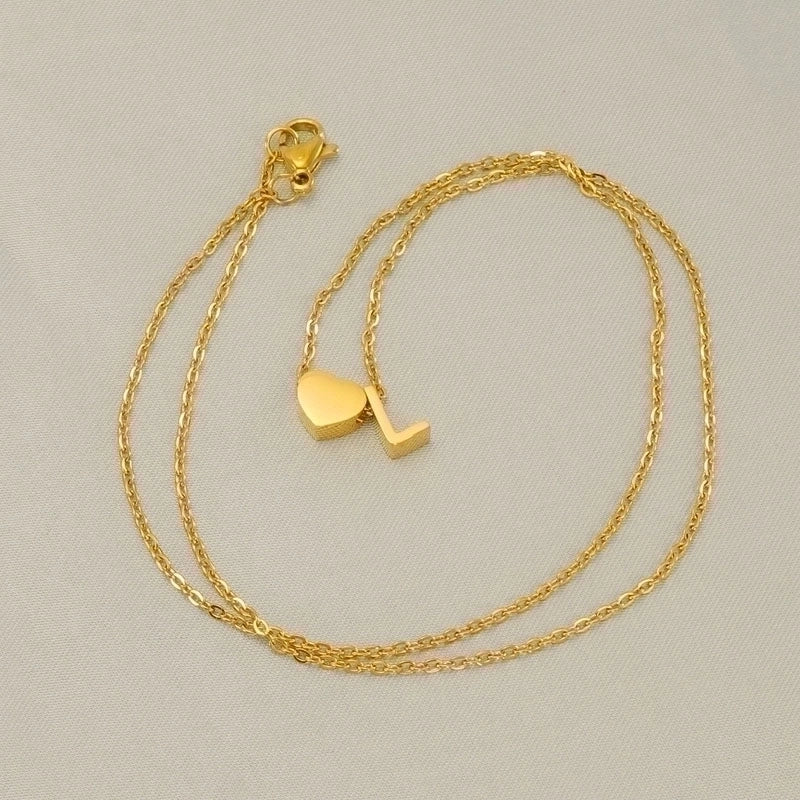 304 Stainless Steel 18K Gold Plated Casual French Style Plating Letter Heart Shape Pendant Necklace