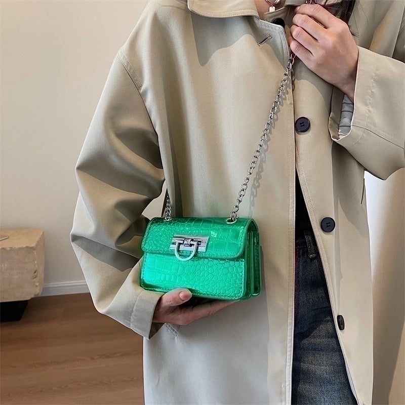 Women's All Seasons Pu Leather Solid Color Streetwear Square Lock Clasp Square Bag