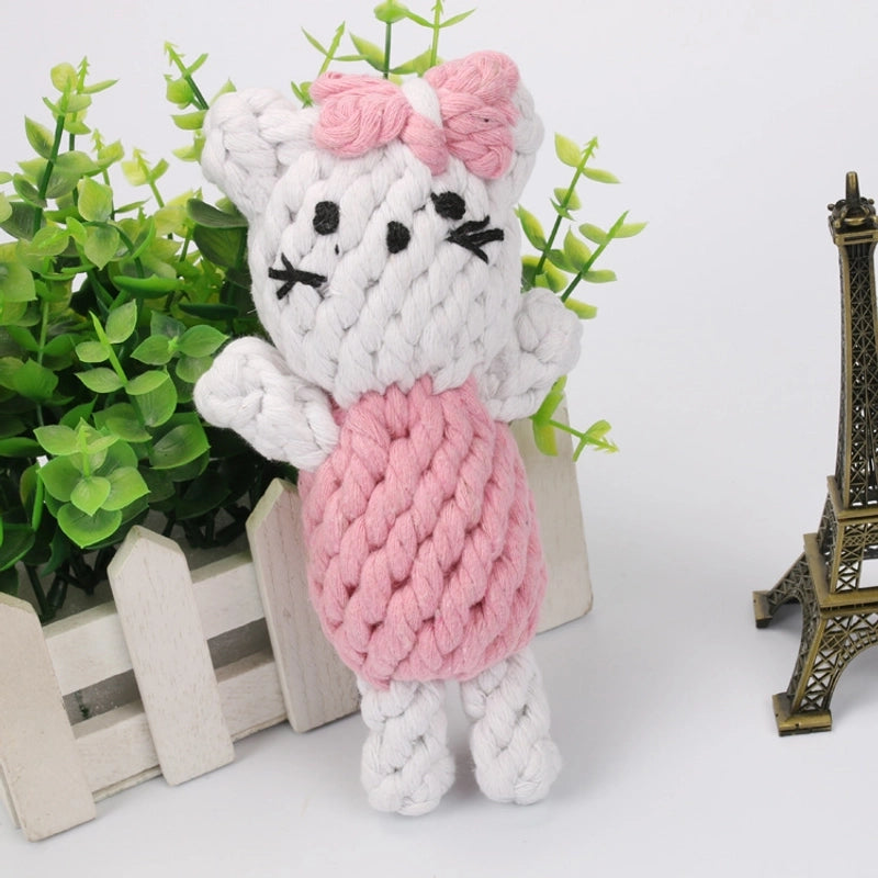Cute Woven Animal Cotton Rope Molar Cat And Dog Toys