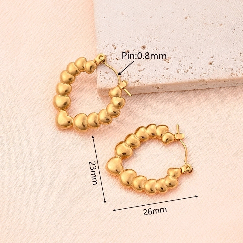 1 Pair/Package Casual Vintage Style Minimalist Geometric Heart Shape Solid Color Irregular Polishing Plating 304 Stainless Steel 18K Gold Plated Earrings