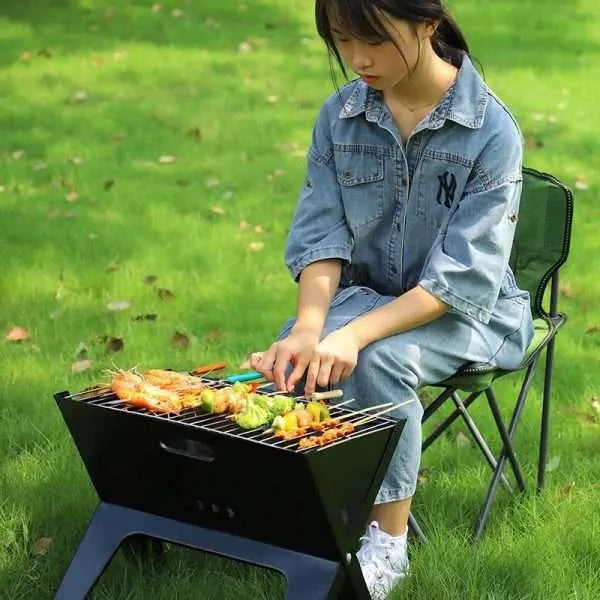 X TYPE FOLDABLE PORTABLE Barbecue Grill. BBQ / BAR B Q Portable Grill WITH COOKING PLATE