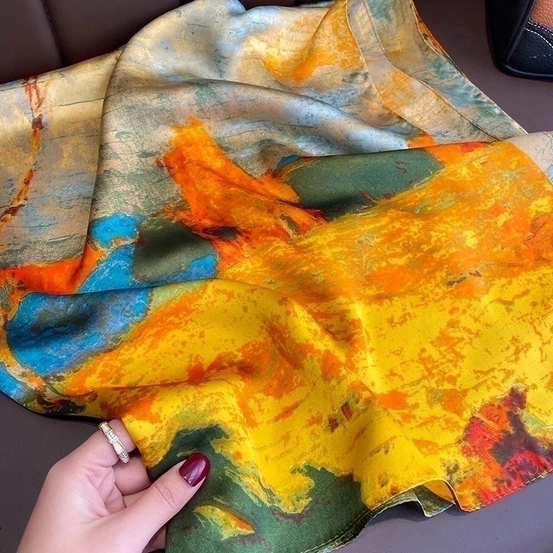 90cm Square Scarf Birch Simulation Silk Scarf Trend Ladies Silk Scarf