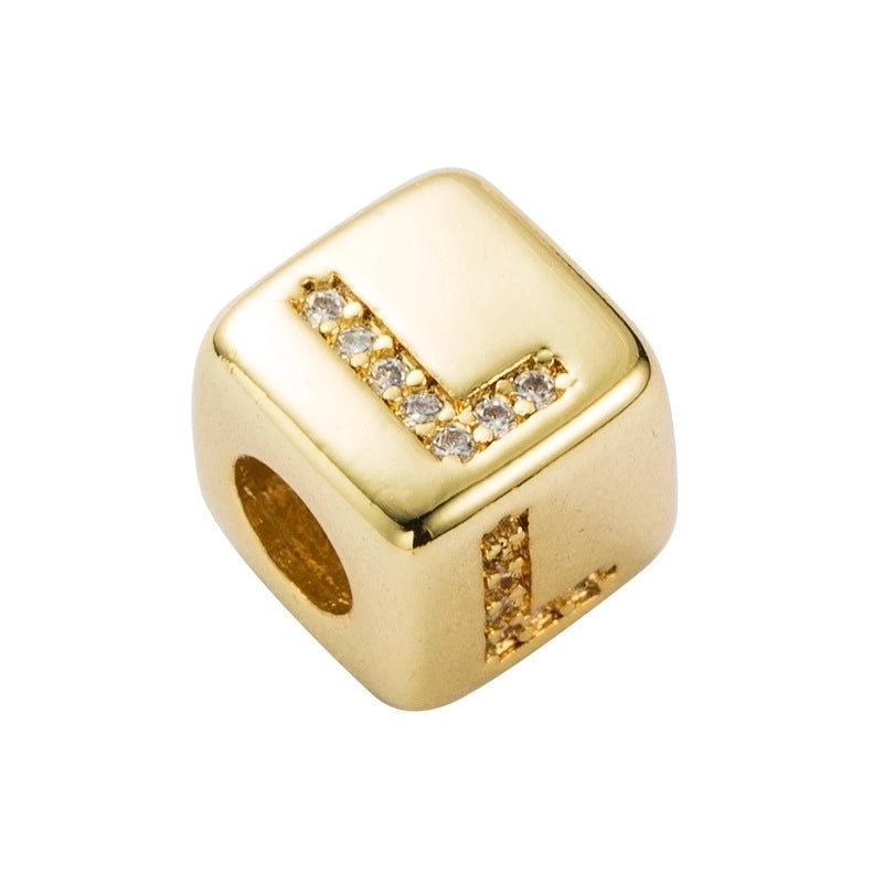 Copper Inlaid Zircon Letter Artificial Gemstones Copper Bracelets