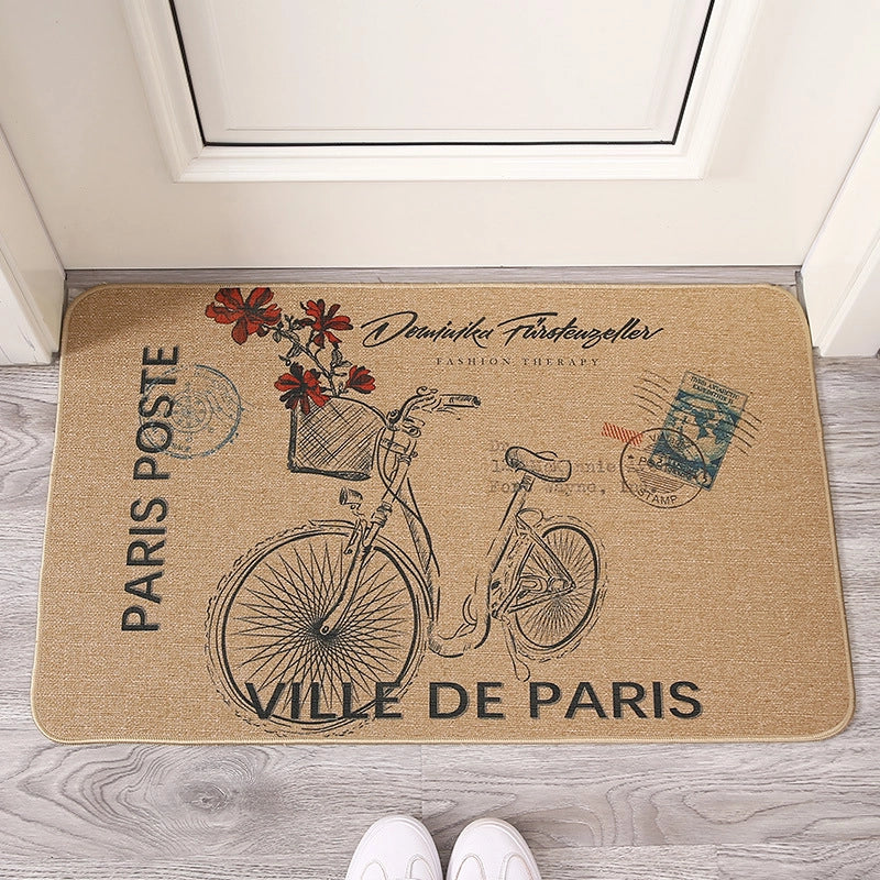 Imitation Saber Hemp Printed Rubber Floor Mat Rubber Bathroom Anti-slip Mat Absorbent Carpet Floor Mat Entrance Door Mat