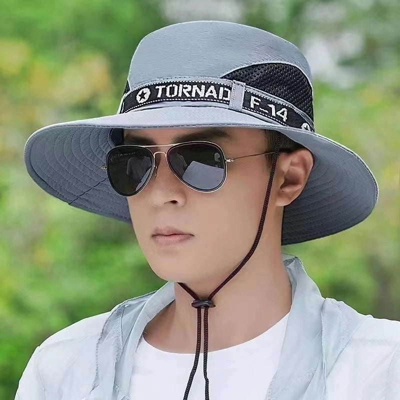 Men's Casual Minimalist Letter Printing Wide Eaves Sun Hat