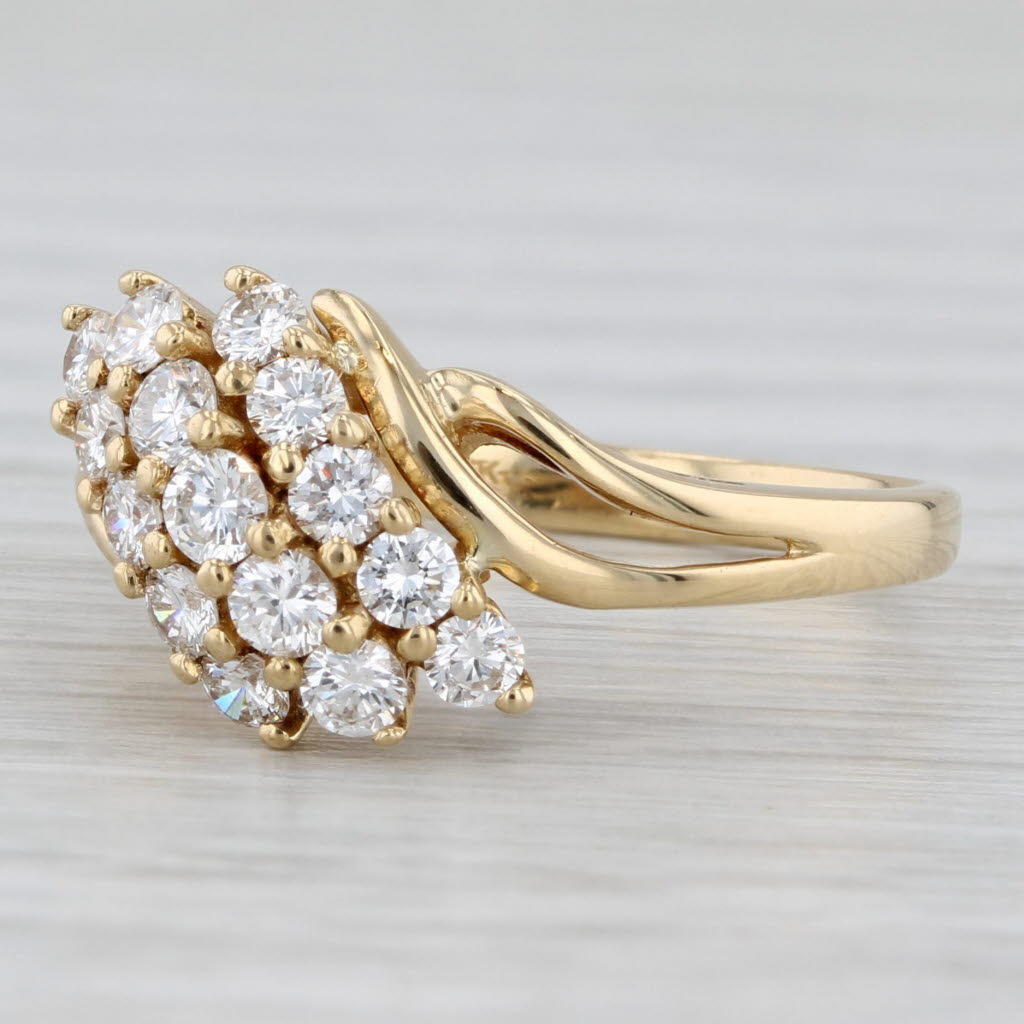 0.66ctw Diamond Cluster Bypass Ring 18k Yellow Gold Size 6.5