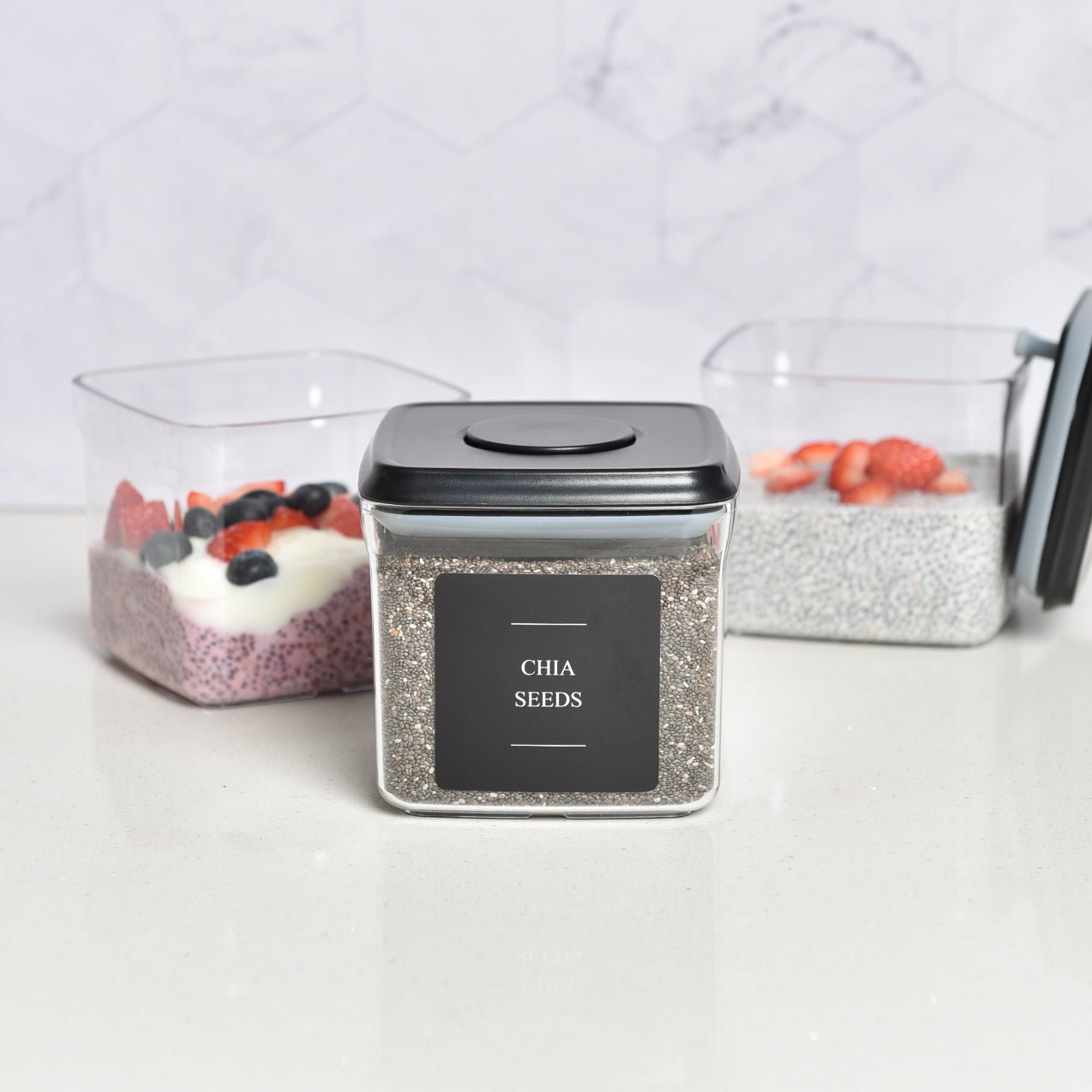 Push Top Pantry Container 500ml - Black Lid
