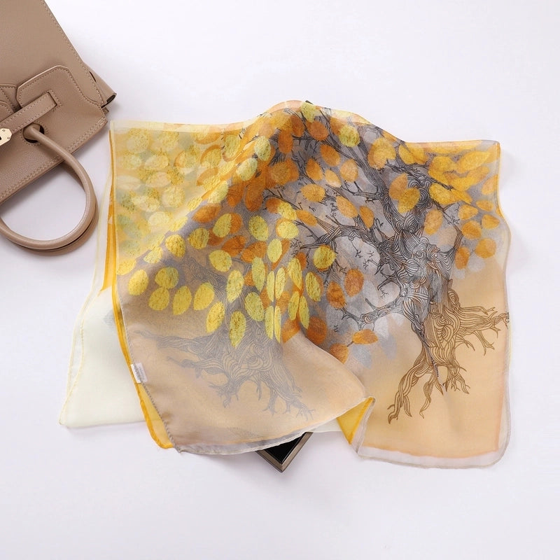 Women's Sweet Leaves Chiffon Silk Scarf