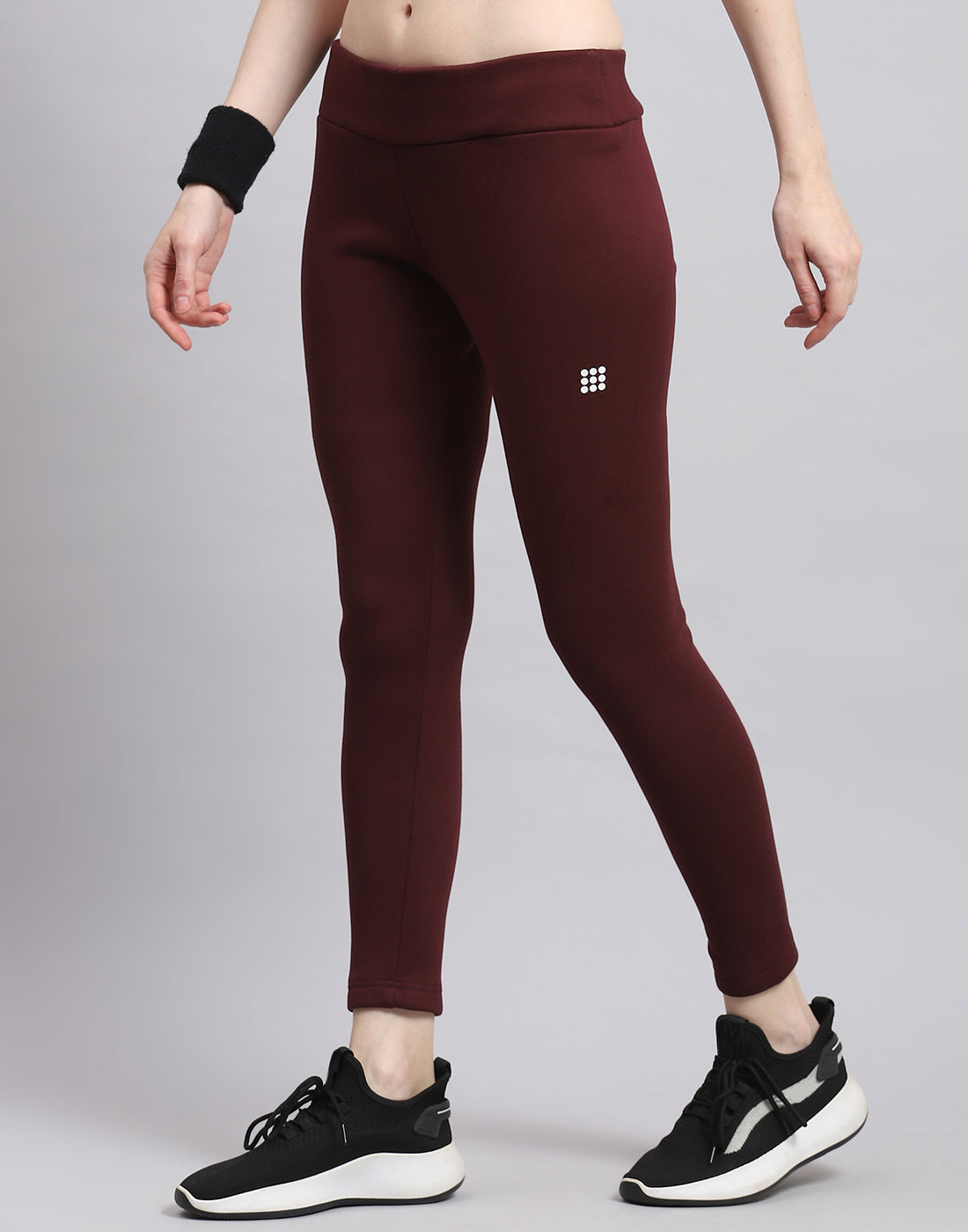 Women Maroon Solid Regular Fit Legging