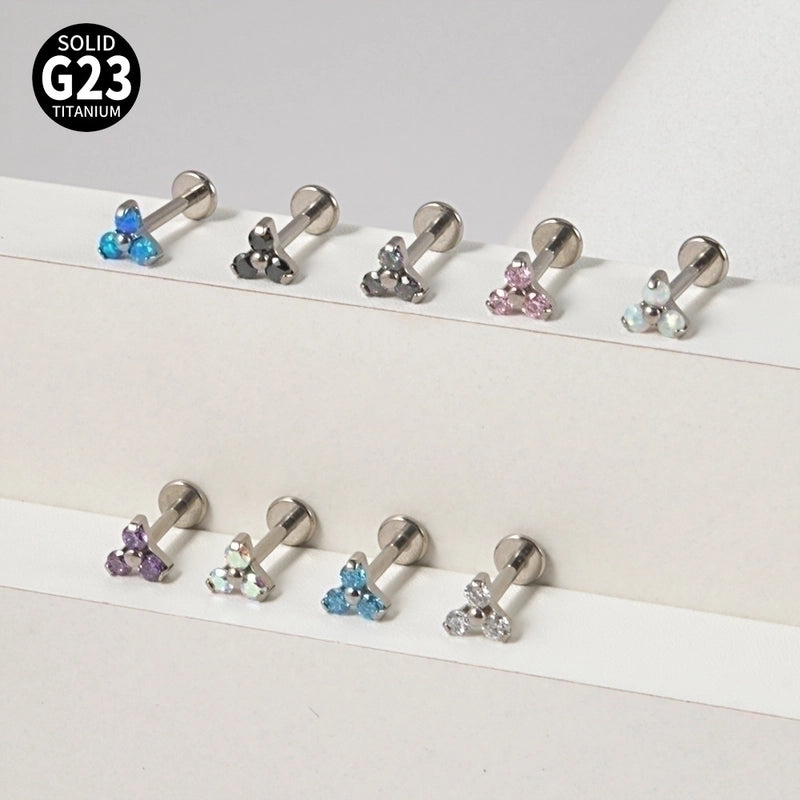 1 Piece Ear Cartilage Rings & Studs Minimalist Flower G23 Titanium Synthetic Opal Zircon Plating Inlay Synthetic Opal Zircon