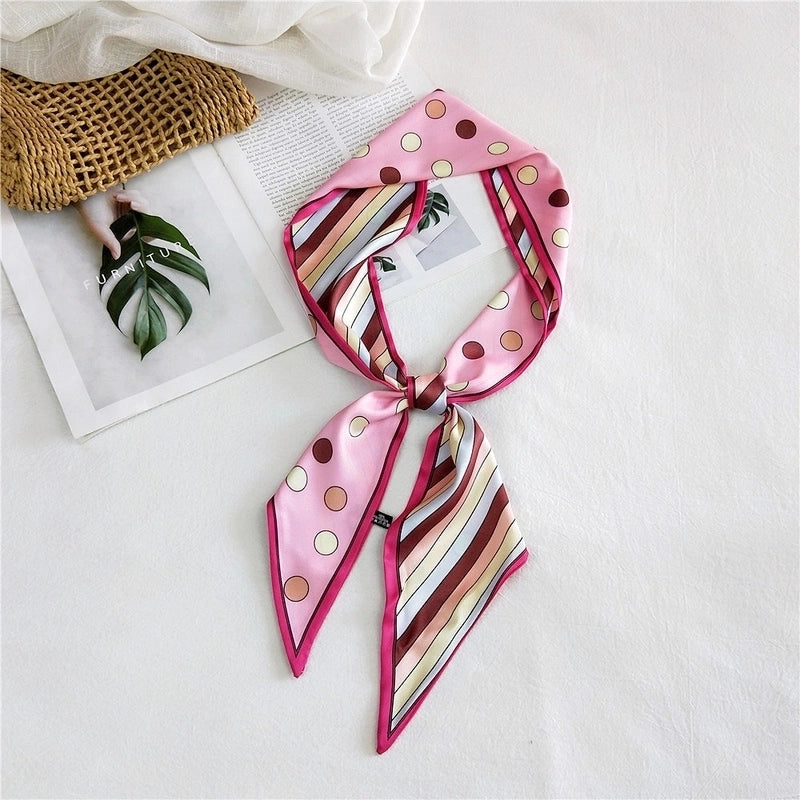 Women's Sweet Polka Dots Heart Shape Butterfly Polyester Satin Printing Silk Scarves