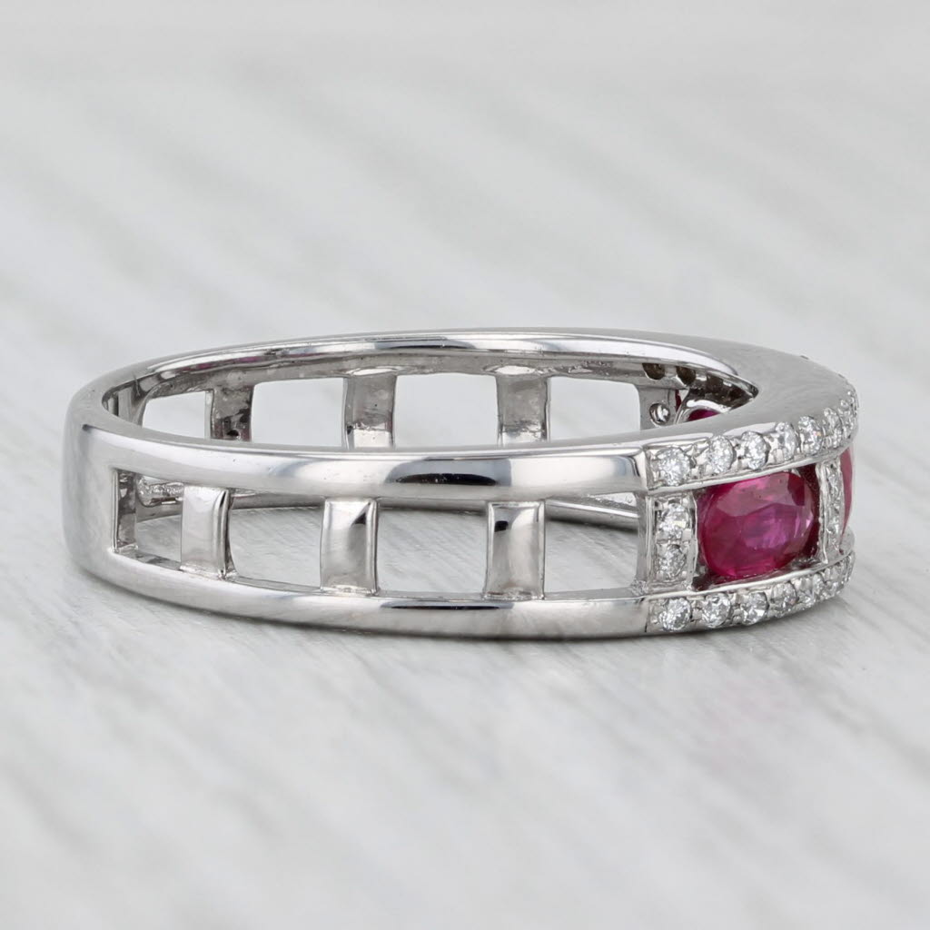 1.04ctw Ruby Diamond Ring 14k White Gold Size 8 Band Stackable