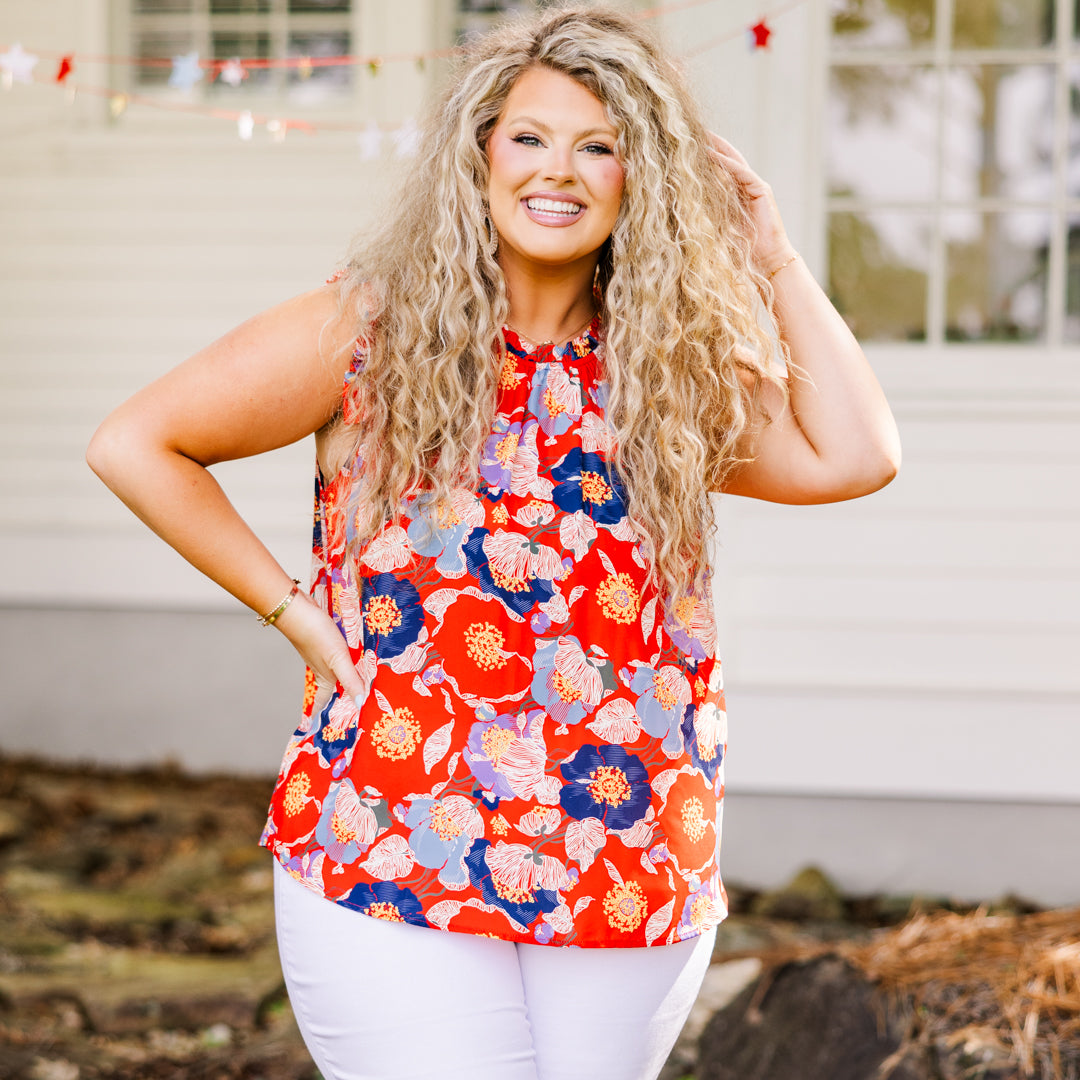 Bold Botanic Top. Red