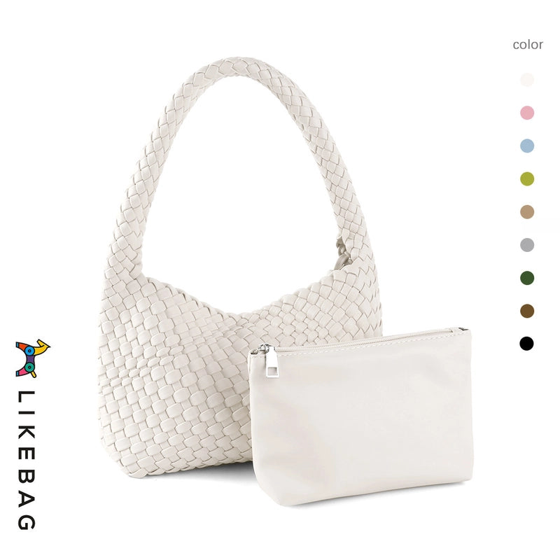 Women's Medium Pu Leather Solid Color Classic Style Streetwear Weave Square Magnetic Buckle Underarm Bag