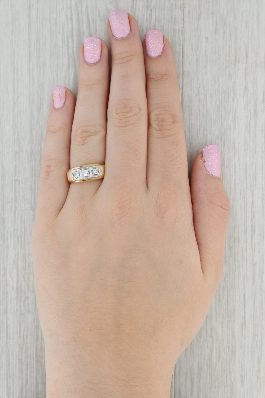 0.15ctw Diamond Ring 14k Yellow Gold Size 8.5 Vintage Wedding Band