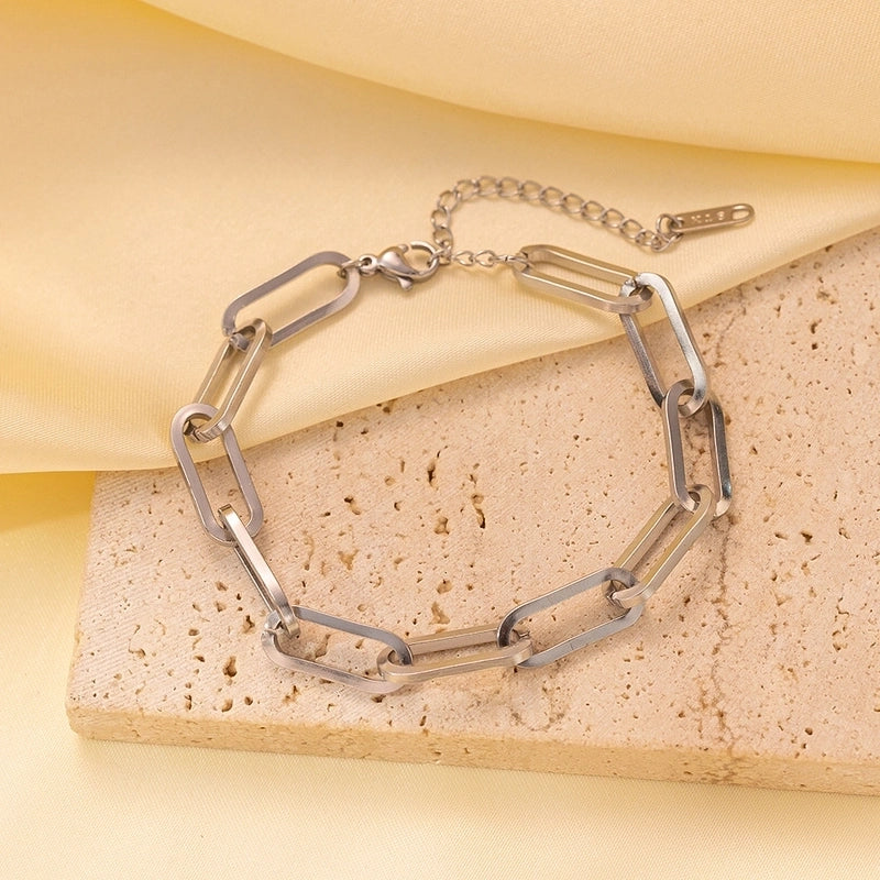 Hip-Hop Retro Solid Color Titanium Steel Plating Jewelry Set