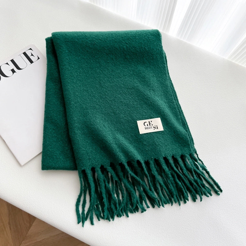 Women's Minimalist Solid Color Imitation Cashmere Tassel Scarf