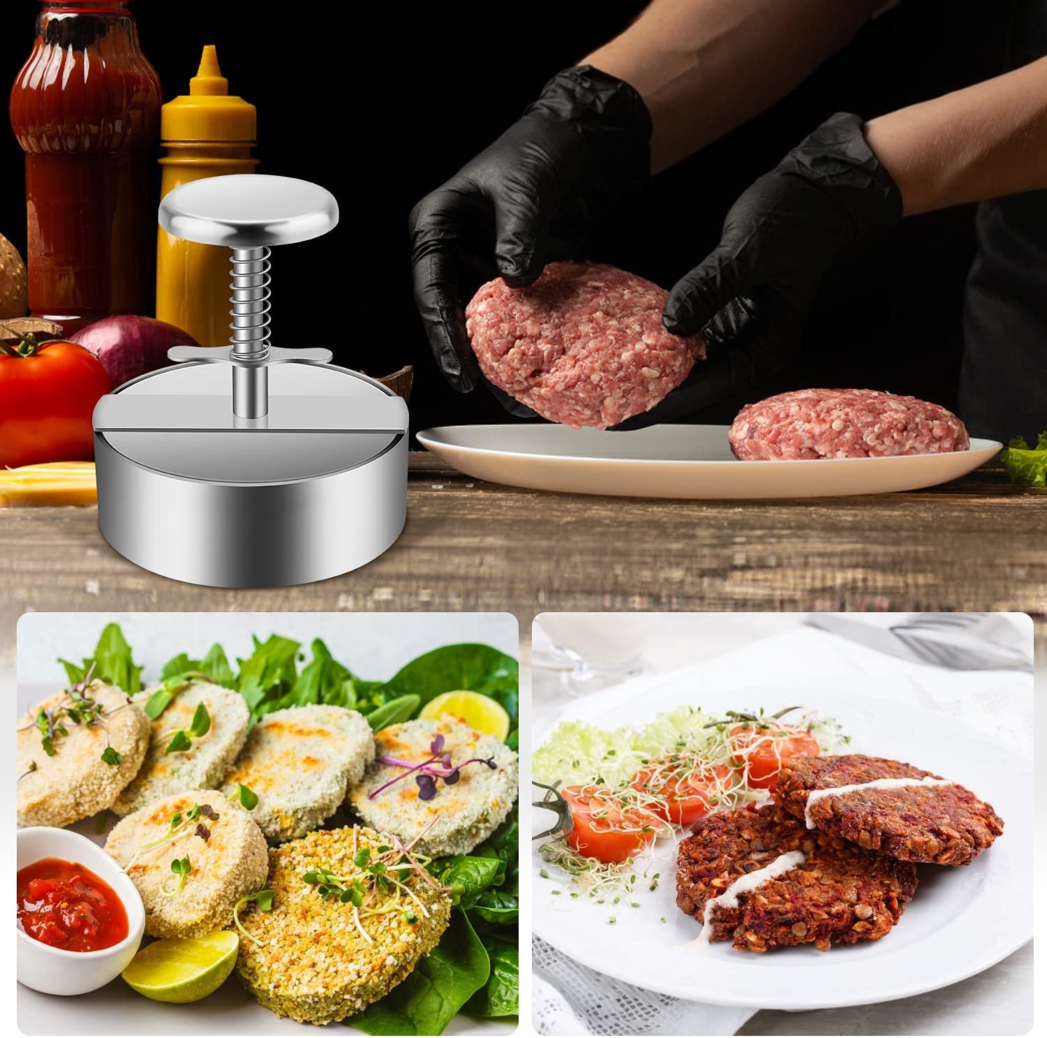 Manual meat press for hamburger patties✨