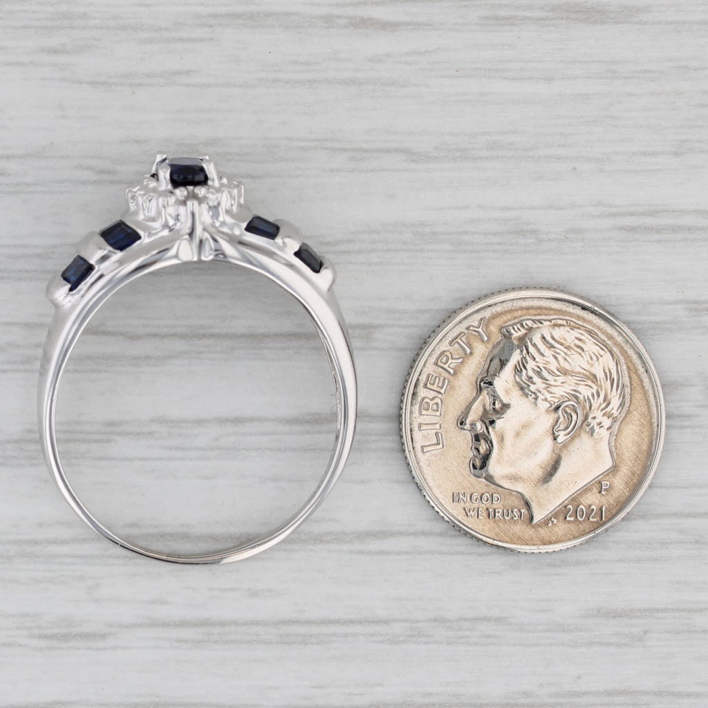 1.22ctw Lab Created Sapphire Diamond Halo Ring 10k White Gold Size 9