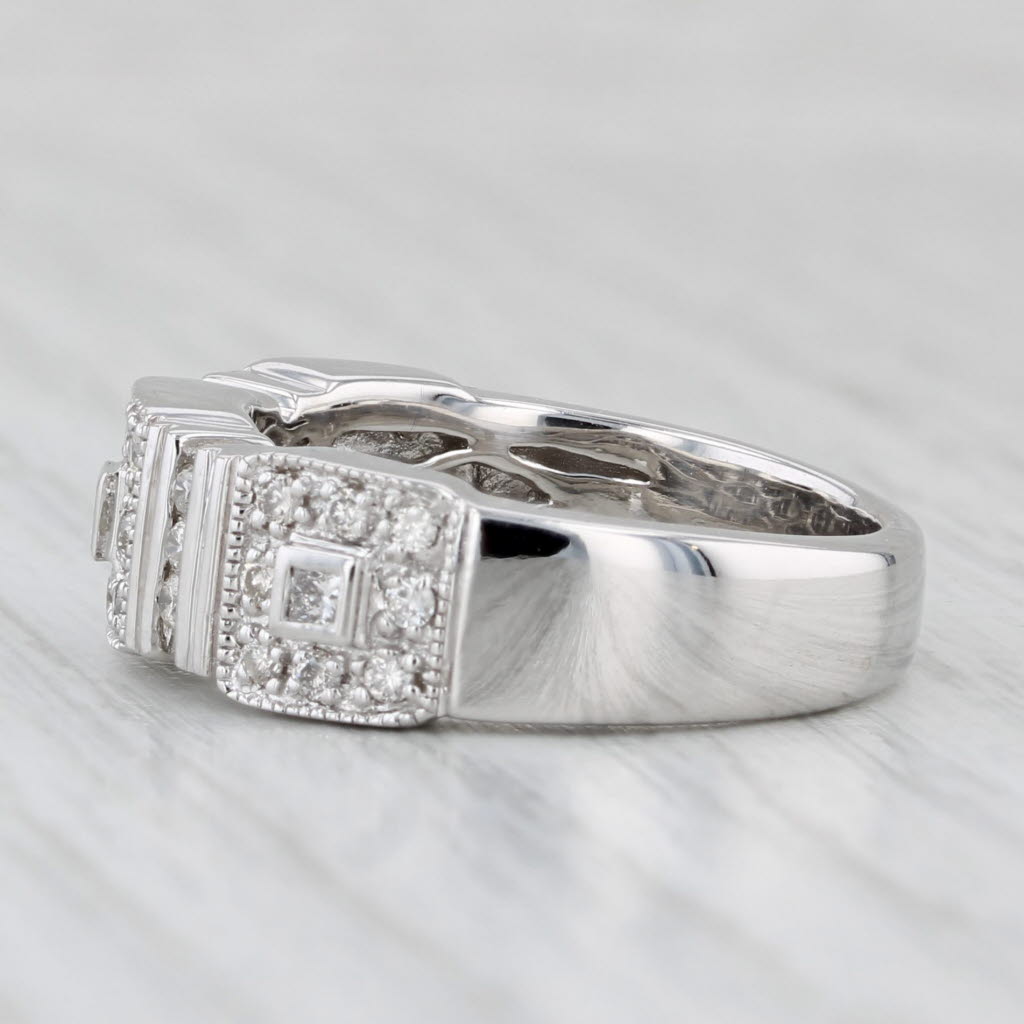 0.48ctw Diamond Halos Ring 14k White Gold Size 6.75