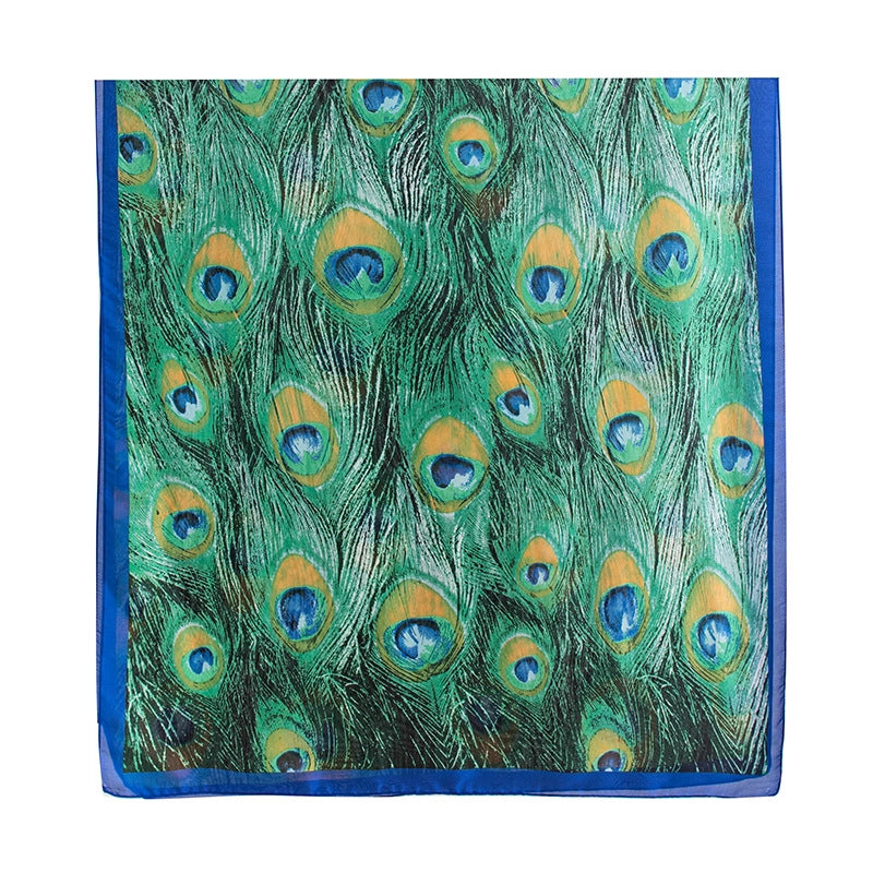Women's Elegant Leaf Flower Leopard Polyester Silk Scarf