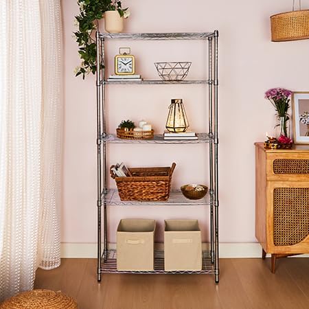 Amazon Basics 5-Shelf Adjustable Heavy Duty Steel Wire Rack Storage Shelving Organizer for Kitchen, Garage, 36