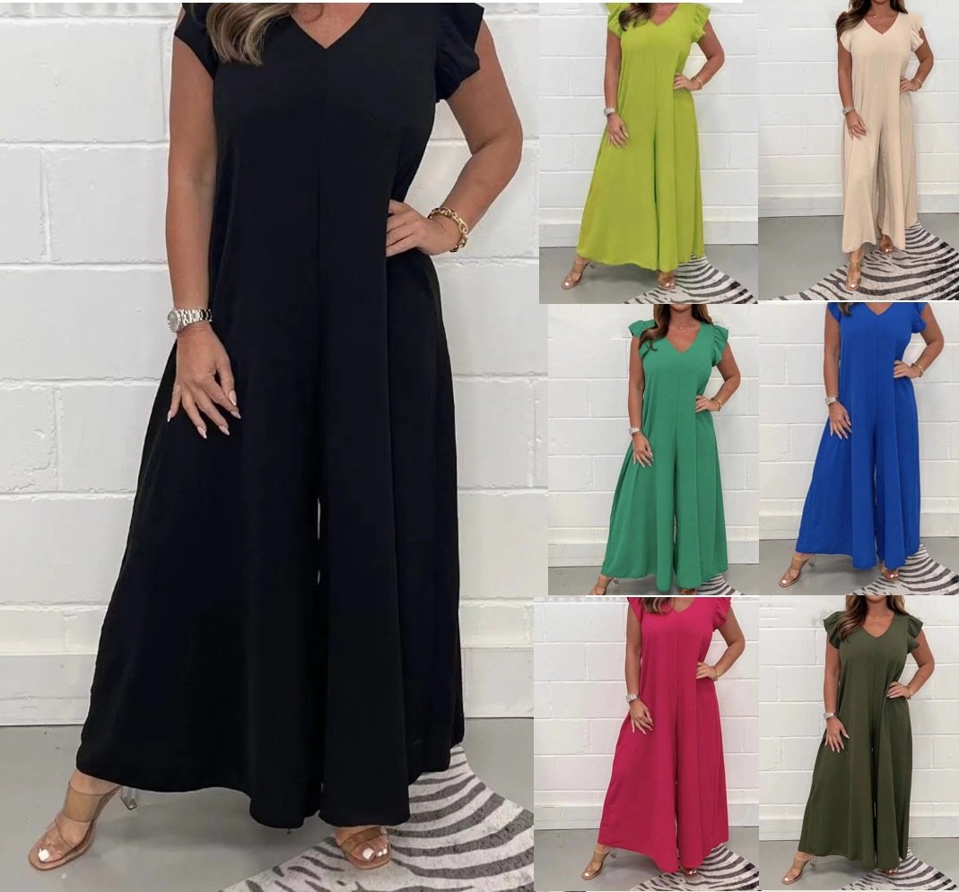 🔥2024 SUMMER NEW RUFFLED WIDE-LEG CASUAL JUMPSUIT