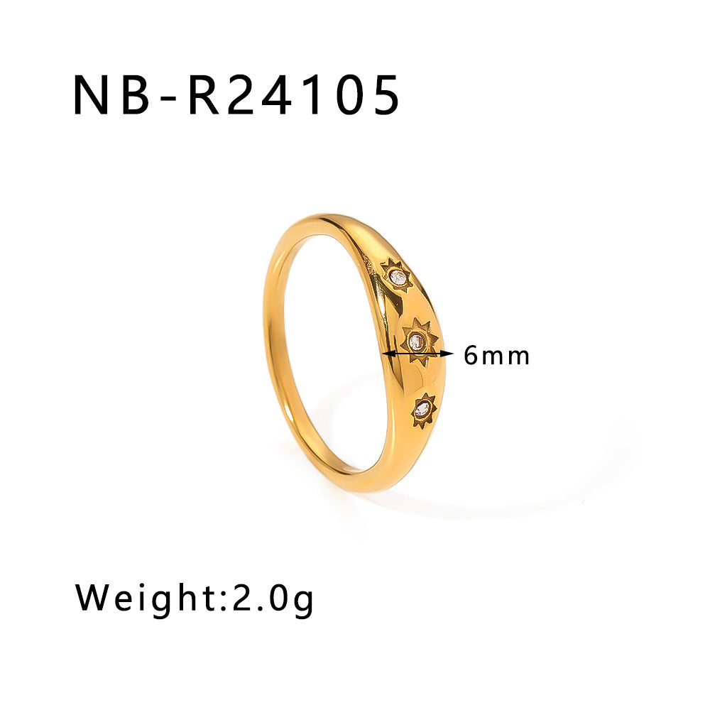 Popular Stainless Steel Diamond-Studded Sparkling Style Elegant Ladies Twist Texture Stacking