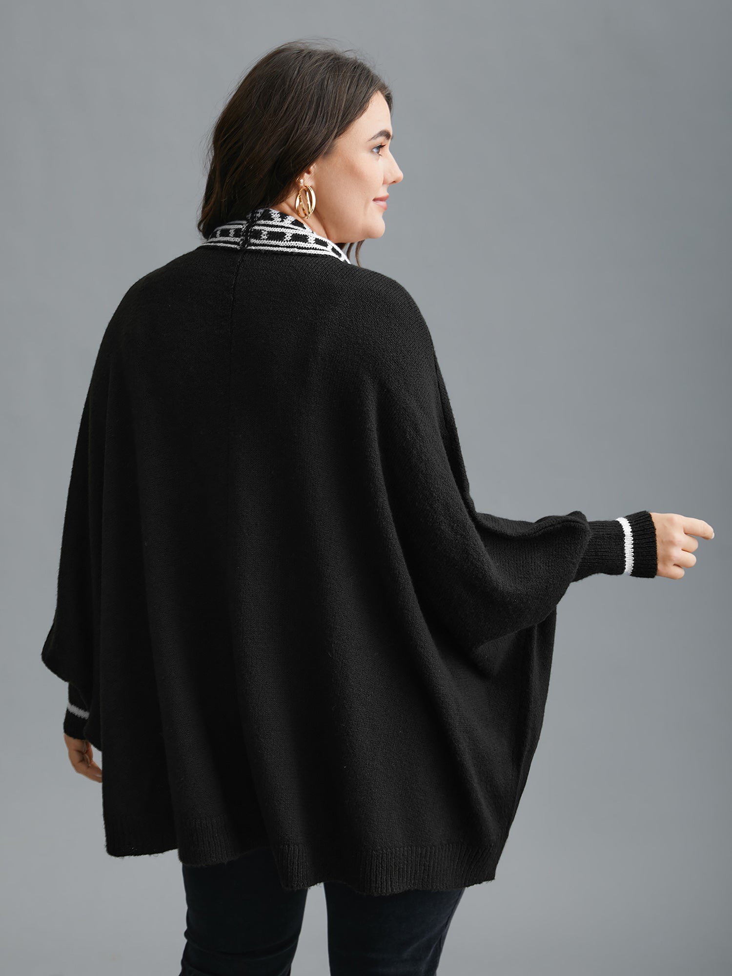 Dolman Sleeves Kimono Collar Cardigan