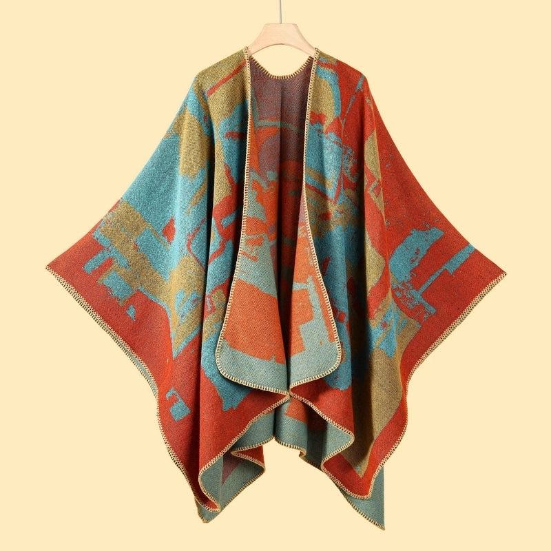 Women's Retro Graffiti Polyester Acrylic Oil Painting Shawl