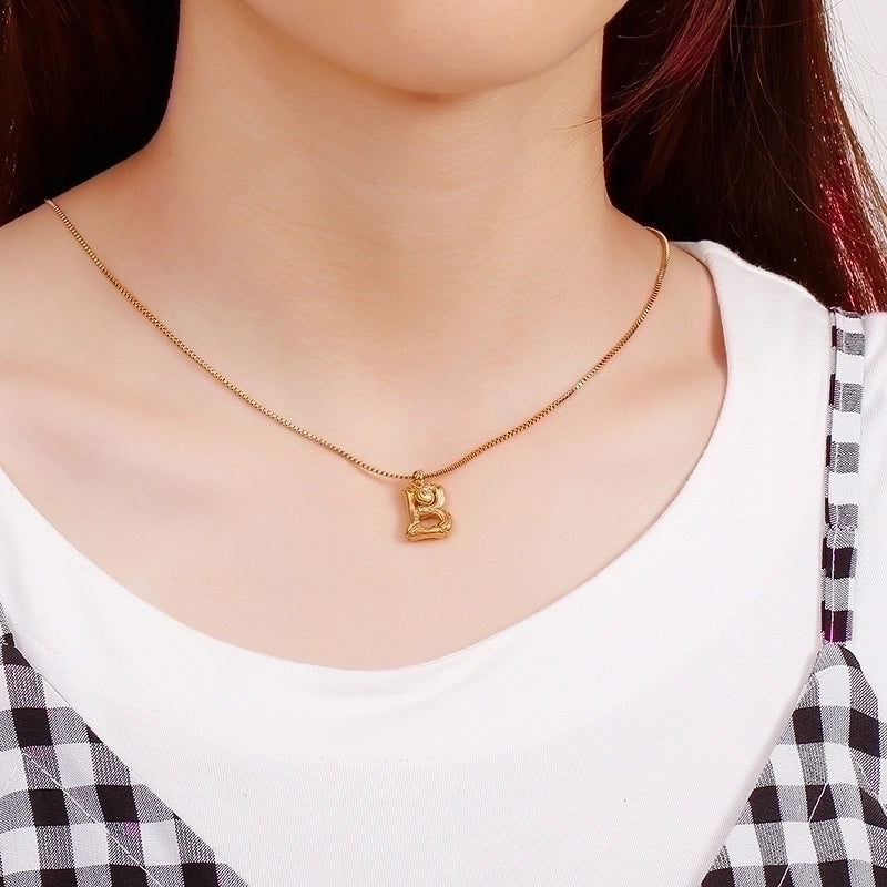 Titanium Steel 18K Gold Plated Minimalist Commute Patchwork Letter Necklace