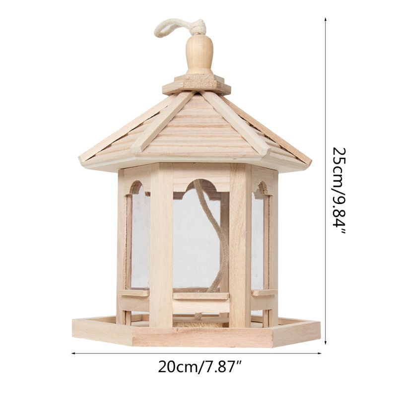 1000ml Hanging Feed Dispenser In Wooden For Birds