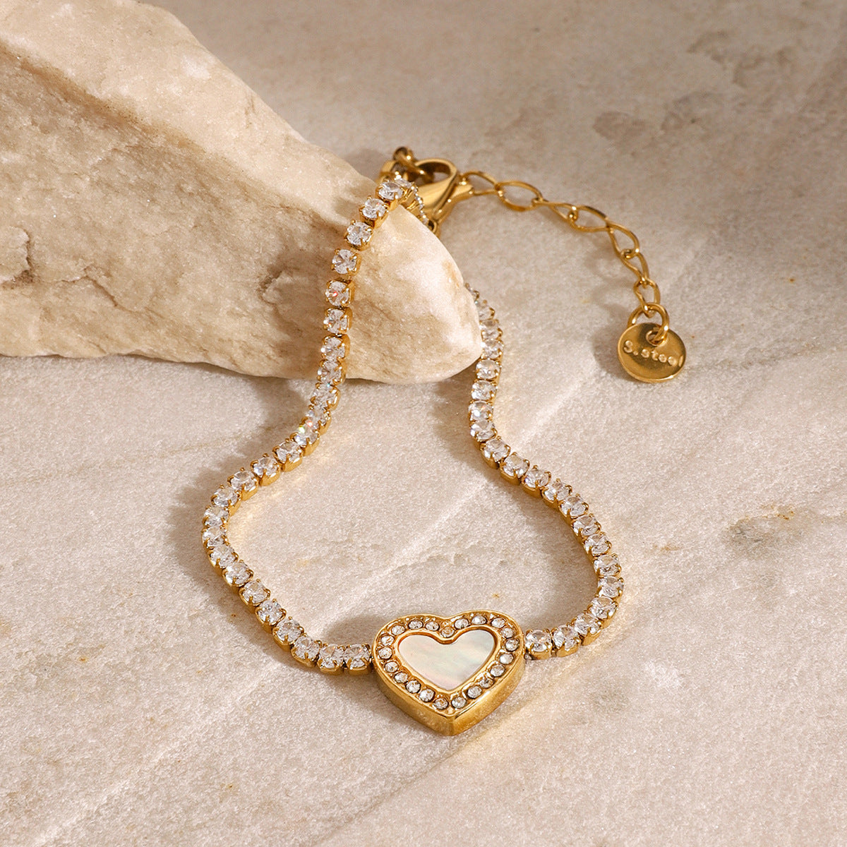 Stainless Steel Heart Full Diamond Bracelet Bracelet Titanium Steel Bracelet