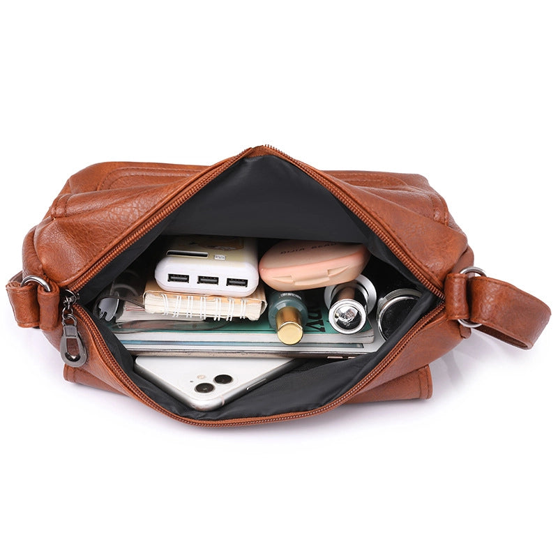 Women's Bag New Fashion Crossbody Shoulder Women's Bag Bags Middle-aged Mother Soft Leather Small Square Bag