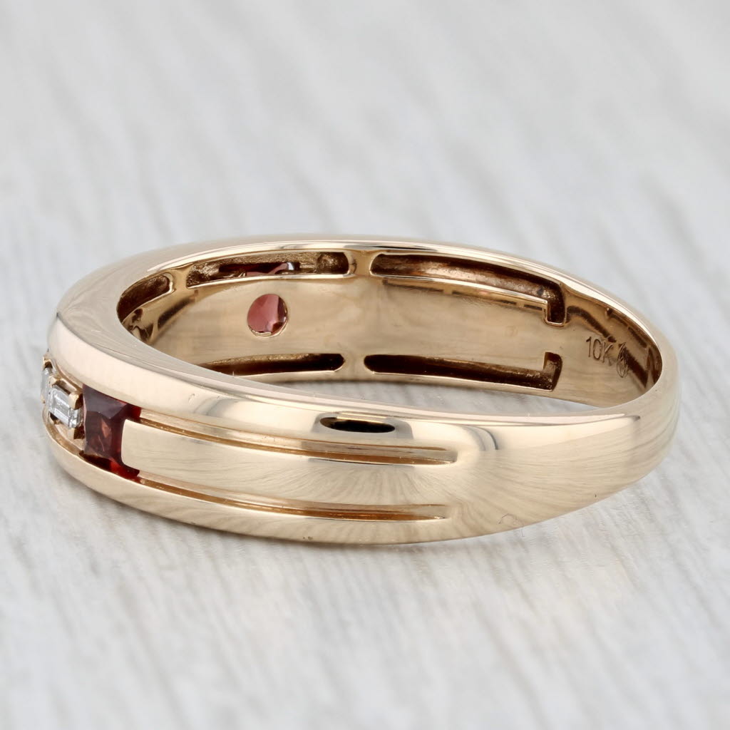 0.50ctw Diamond Garnet Ring 10k Yellow Gold Men's Wedding Band Size 10.75