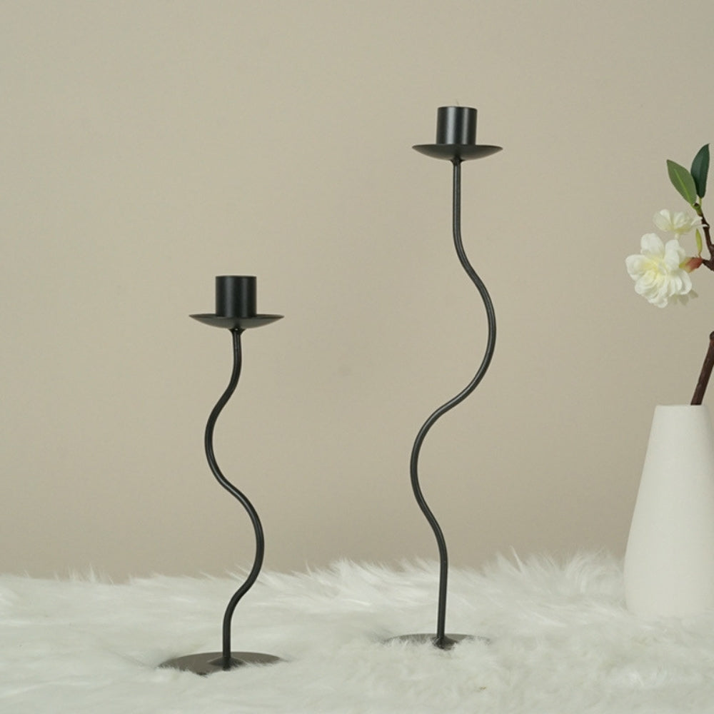 Sculpted Wavy Iron Candle Holder