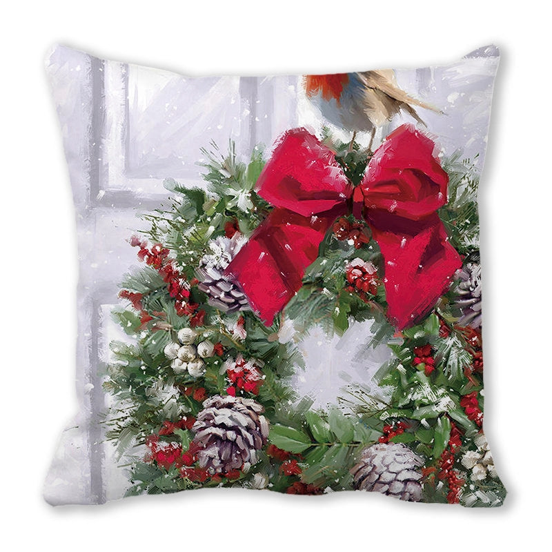 Christmas Pastoral Santa Claus Chemical Fiber Pillow Cases Couch & Sofa Decor