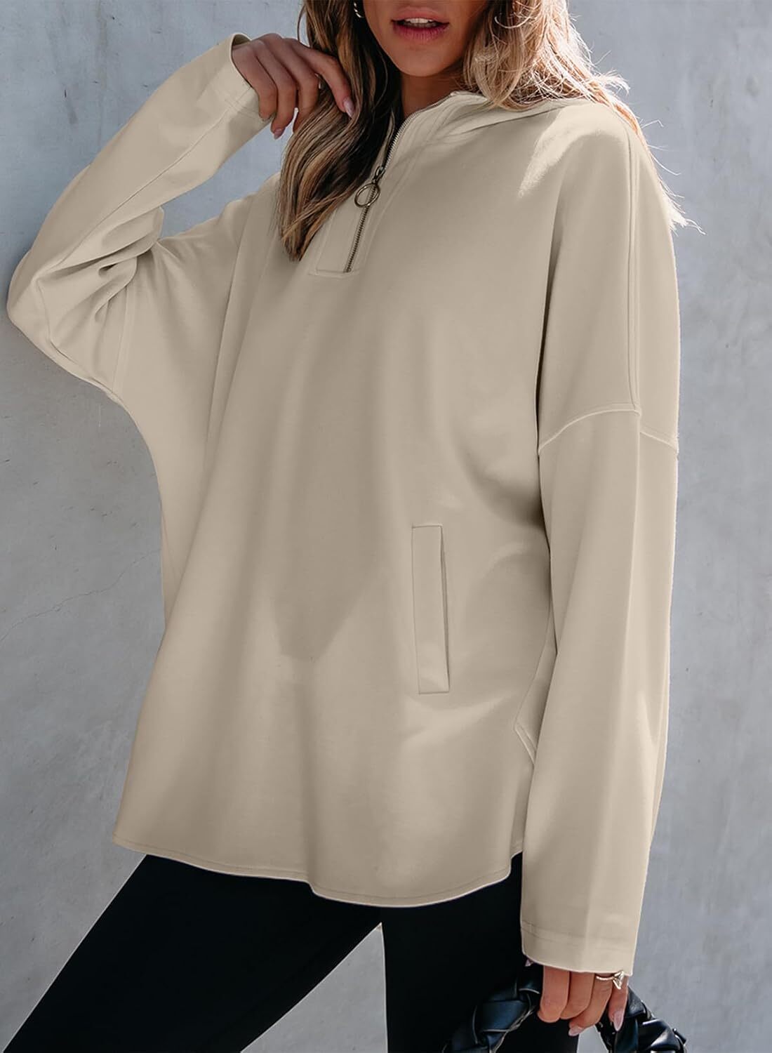 FINAL SALE⚡5 Packs for $25.95⚡- Women's Oversized Hoodies Casual Long Sleeve Half Zipper Pocket Sweatshirt Pullover Tops