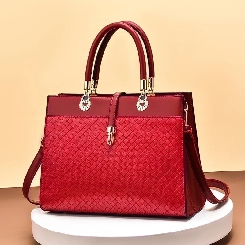 Women's Pu Leather Plaid Solid Color Elegant Vintage Style Square Zipper Buckle Handbag