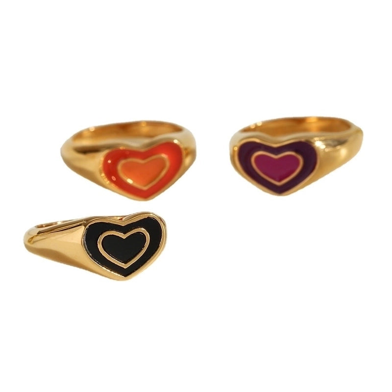 Fashion Heart Shape 304 Stainless Steel 18K Gold Plated Plating Rings