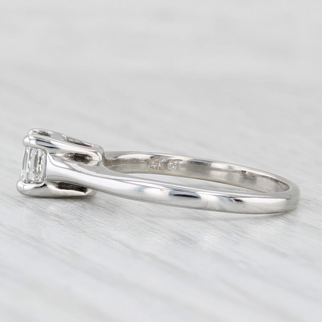 0.54ct Princess Diamond Solitaire Engagement Ring 14k White Gold Size 4.75