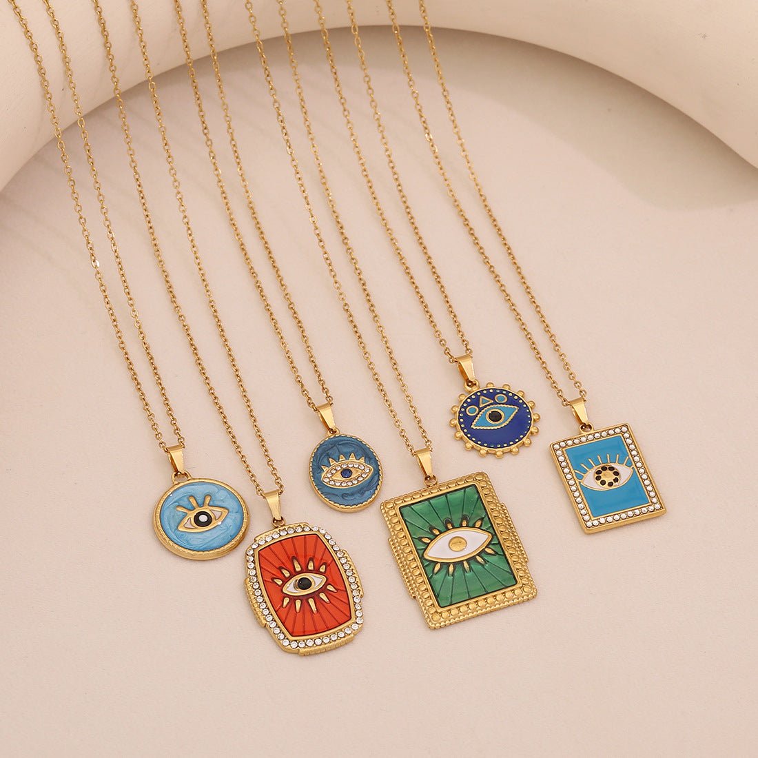 Drop Eye Pendant Necklace Personality Geometric Stainless Steel Clavicle Chain N1536
