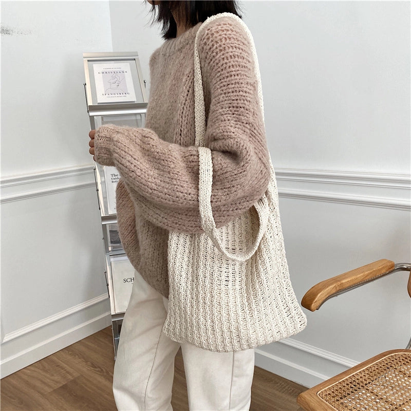 Women's Large All Seasons Yarn Basic Shoulder Bag
