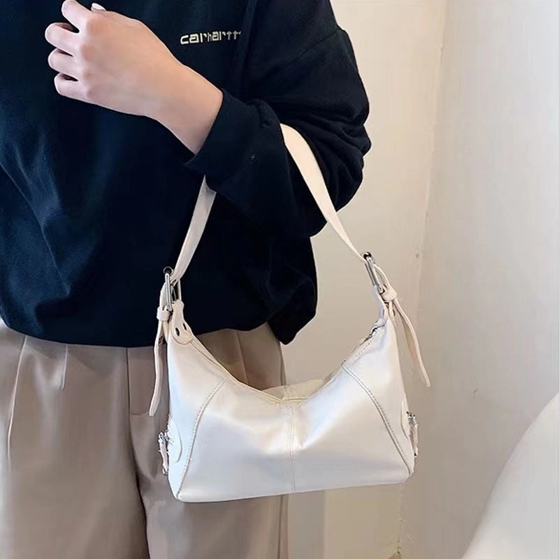 Women's Small Pu Leather Solid Color Streetwear Square Zipper Baguette Bag