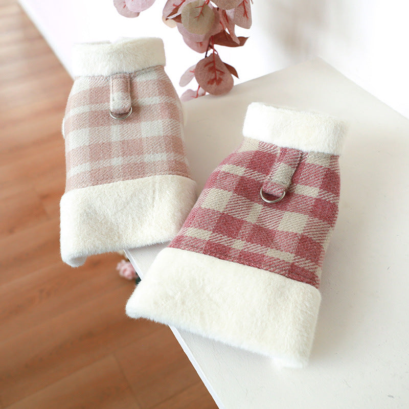 Warm Plaid Dog Harness Coat