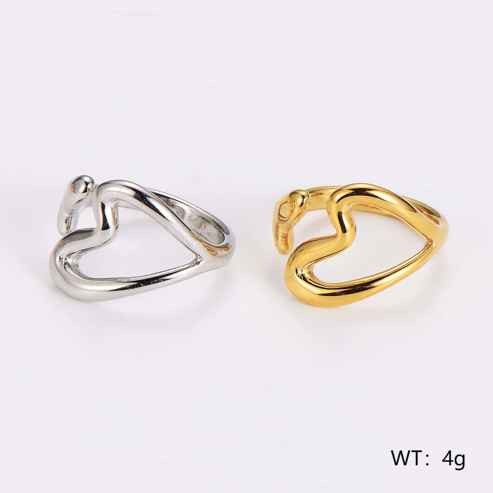 Aml Personality Simple Niche Design Hollow Love Open Ring Female All-Match Ring