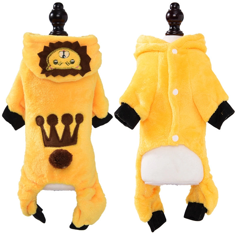 Autumn And Winter Dog Clothes Warm Thickened Coral Fleece Puppy Transformation Outfit Teddy Corgi Cat Pet Clothing
