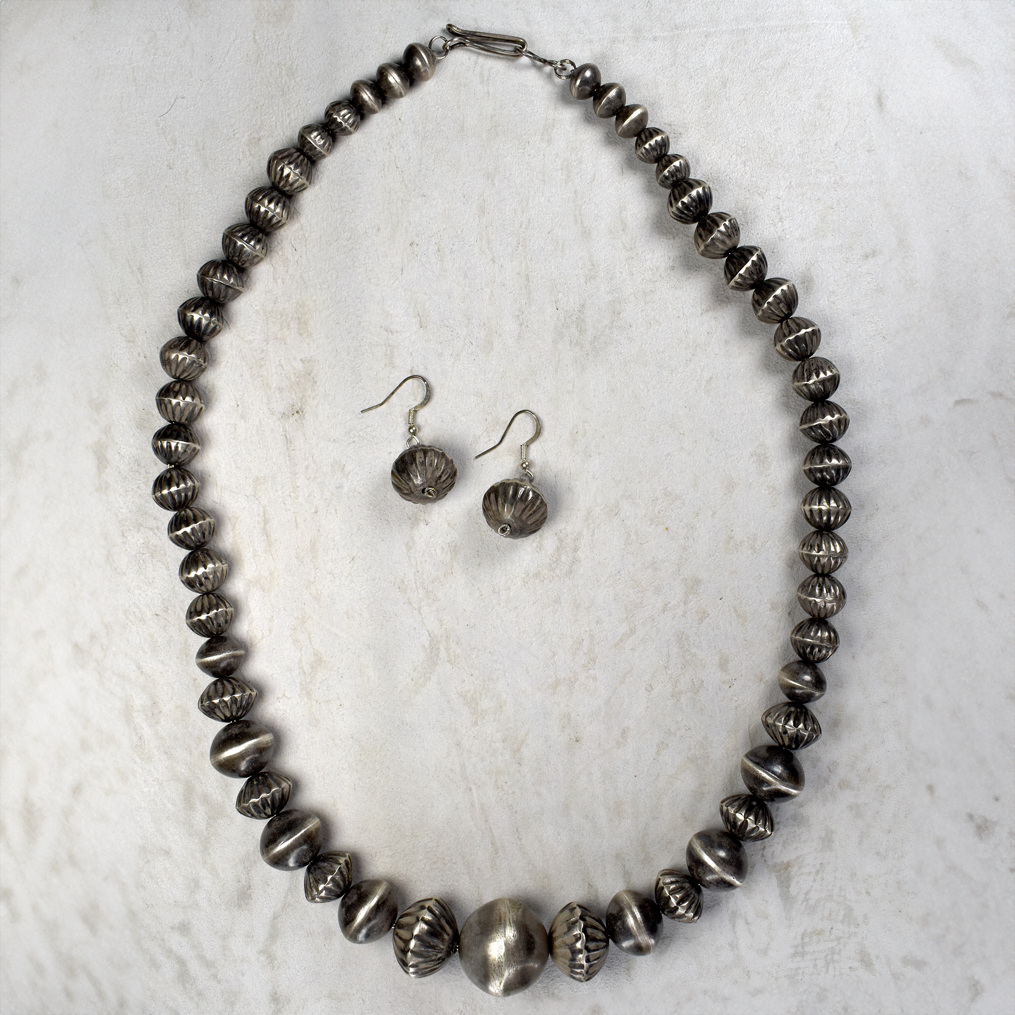 24 Navajo Pearl and Pillow Bead Necklace & Earring Set