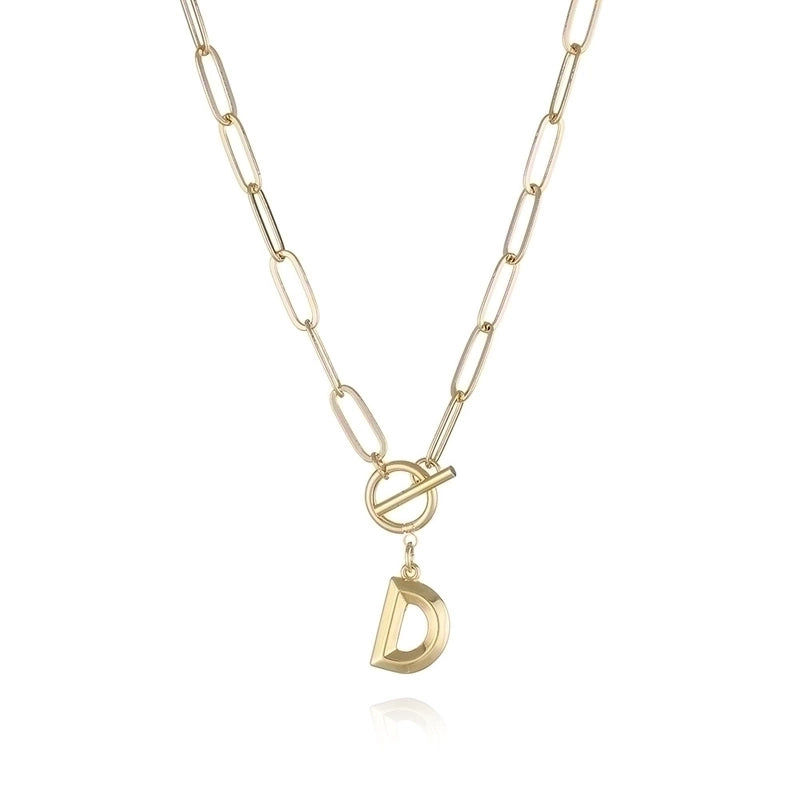Copper 14K Gold Plated Fashion Plating Letter Pendant Necklace