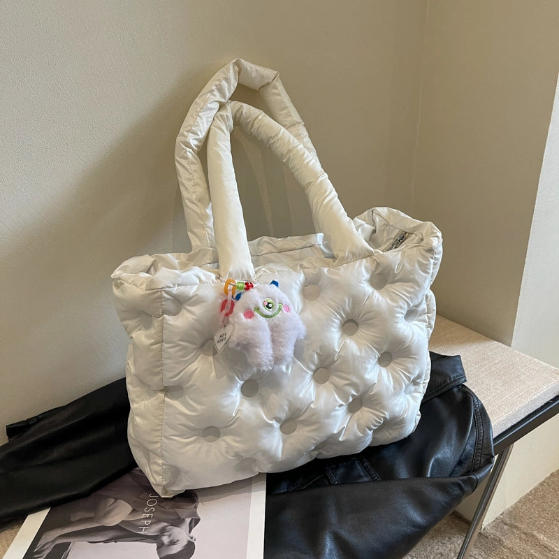 Women's Medium Cloth Solid Color Classic Style Square Zipper Tote Bag